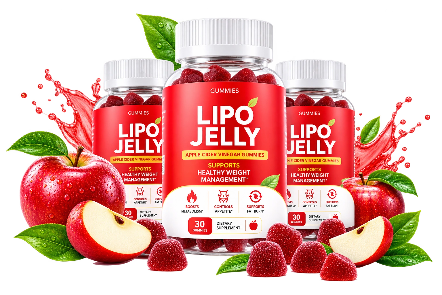 LipoJelly apple cider vinegar gummies with fresh apples